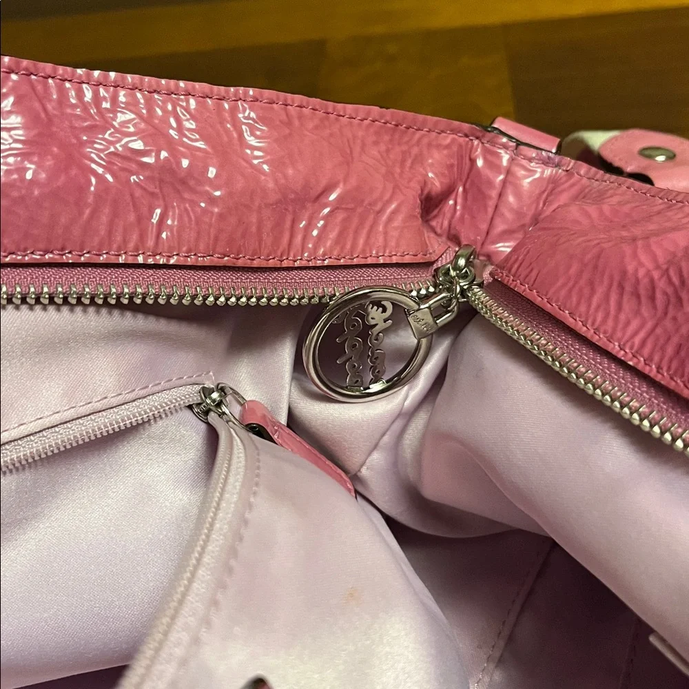Coach Pink Patent Leather Shoulder Bag, vintage, poppy, - Picture 11 of 17